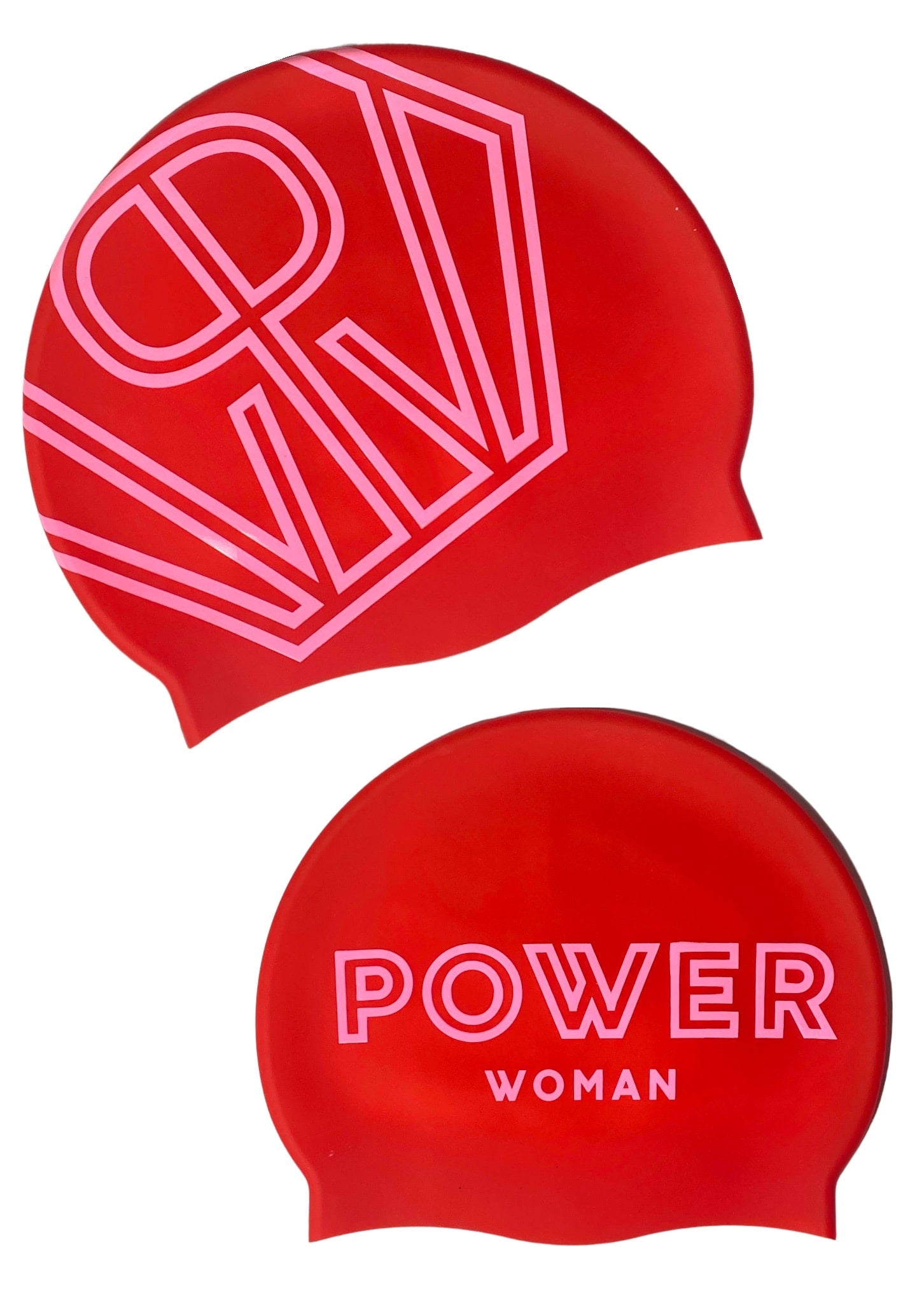 Power Woman Swim Cap in Red Light Pink