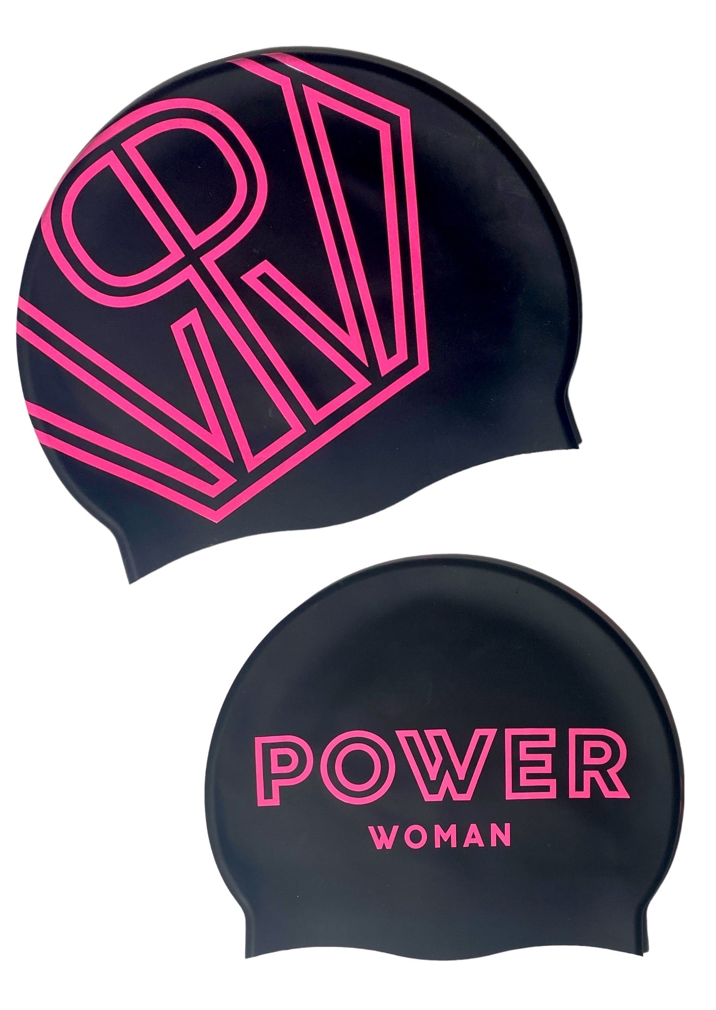 Power Woman Swim Cap in Black Pink